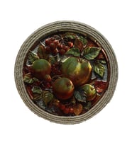 e38 EL İŞÇİLİĞİ FOLYO KABARTMA ELMA MEYVELİ TABLO 35*35 CM - 6614