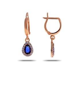 Safir Damla Rose Gümüş Küpe 4959 (Lacivert)
