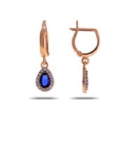 Safir Damla Rose Gümüş Küpe 4959 (Lacivert)