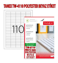 Tanex Tw-4110 Polyester Beyaz Laser Etiket 40x12mm 25 Syf/2.750 Ad./Pk.