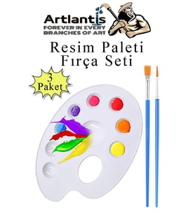 Resim Paleti ve Resim Fırça Seti 3 Paket Ressam Paleti Boyama Fırçası Akrilik Boya Guaj Boya Suluboya (Beyaz)