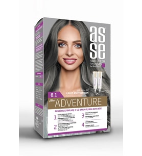 Asse Adventure Set Saç Boyası, Kalıcı ve Canlı Renkler 1+1 ikili Kullanım Seti (No8.1 AÇIK KÜLLÜ KUM