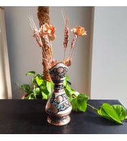 Bakır Çiçekli Dekoratif Bakır Vazo 25 cm