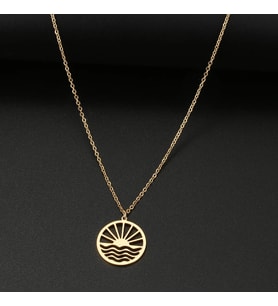 Kişiye Özel 925 Ayar Gümüş Güneş Sahil Kolye (Gold)