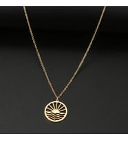 Kişiye Özel 925 Ayar Gümüş Güneş Sahil Kolye (Gold)