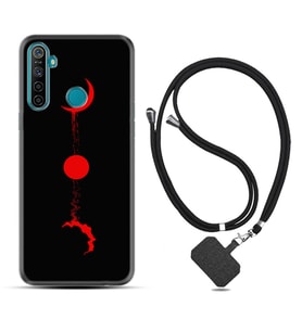 Realme 5i 5 Pro 6i 7 Pro 8 Kılıf Boyun Askılı Silikon Red Moon 1710
