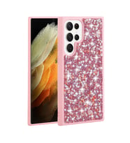 Lexroo Galaxy S23 Ultra Kılıf Parlak Taşlı Tasarım Linea Kılıf - Pembe