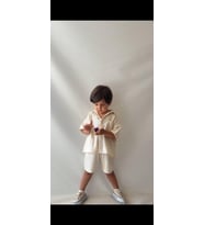 Cg Kids Pamuklu Keten Erkek  Çocuk Alt Üst Takım Krem Süper Kalite