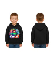 Unisex roblox Baskılı Çocuk Swaetshirt  Baskılı Kapüşonlu 3 İplik Şardonlu (Siyah)