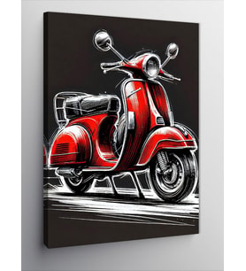 Kanvas Tablo Kırmızı Retro Motosiklet