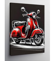 Kanvas Tablo Kırmızı Retro Motosiklet