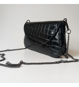 A Leather El Yapımı Hakiki Deri Kadın Omuz Çanta (Siyah)