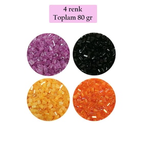 Kesme Cam Boncuk 2mm - 4 Renk - Toplam 80 Gram - BNC437