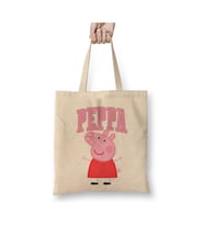 Peppa Pig Beyaz Bez Çanta Uzun Saplı Alışveriş Çantası Plaj Çantası
