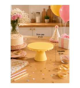 Pasta Standı 21 Cm Cupcake Standı - Dekoratif Sunum Standı Kurabiye Tatlı Sarı