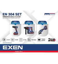 EXEN EN 304 SET - 21V 4Ah Kömürsüz Şarjlı Makina 3'lü Set EX018030