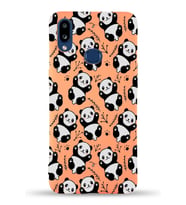Samsung Galaxy A10s Uyumlu Lansman Kılıf Panda Tasarımlı İçi Kadife Kapak-Turuncu (Şeffaf)