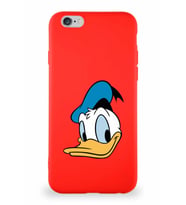 Apple iPhone 6 Soft Premier Kapak Donald Duck-B Tasarımlı Silikon Kılıf - Kırmızı (Şeffaf)