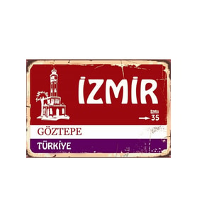 Izmir, Göztepe, 05 Yazılı Sokak Tabelası Tasarım Retro Ahşap Duvar Posteri