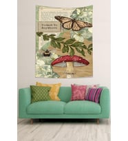 Vintage Kelebek Mantar Leke Tutmaz Kumaş Duvar Örtüsü Duvar Halısı Tapestry, 70 x 100