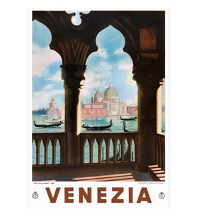 Venedik Venezia Enıt Italya Seyahat Poster Restore Edilmiş Tablo Ahşap Poster Dekoratif