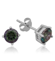 Aya Diamond Gümüş 6 mm Mistik Topaz Çivili Küpe