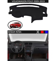 Volkswagen Polo 2009-2019 Için Uygun Torpido Koruma Halısı Siyah Kenar Renk Siyah