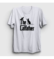 Presmono Unisex Siyah The Catfather Hediye Kedi Babası T-Shirt