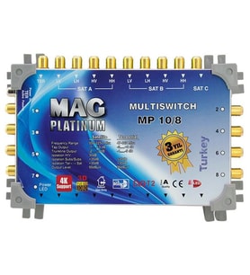 MAG Platinum MP 10/8 Multiswitch - 10 Giriş 8 Çıkışlı Merkezi Uydu Santrali Hybrid 4K Ve 3D Destekli