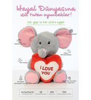 ' I Love You' Nakışlı Peluş Fil