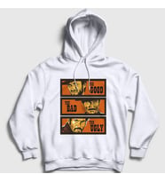 Presmono Unisex Beyaz Trio Film The Good The Bad And The Ugly Kapüşonlu Sweatshirt 252587tt