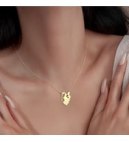 Kişiye Özel 925 Ayar Gümüş Anne Bebek Tarih Kolye (Gold)