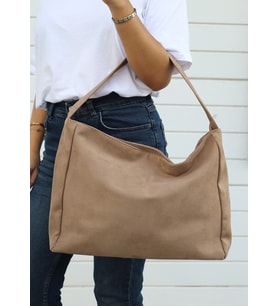 Hathor Kadın Shopper Tek Saplı Süet Omuz Çantası (Vizon)