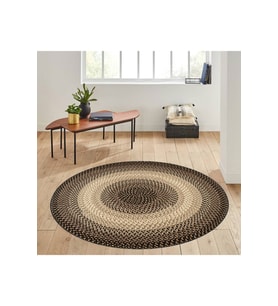 Eliana Home Baskılı, Yıkanabilir Kaymaz Taban Yuvarlak Halı LNA7160 120x120 cm (Bej)