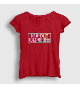 Presmono Kadın Kırmızı Colors K-Pop G I Dle T-Shirt 396448tt (Kırmızı)