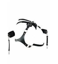 Mulvxbrf Brf02 Siyah Harness Takım Deri Fiyonk Detaylı Metal Halka Aksesuarlı - Brf1197 (Mulvix)