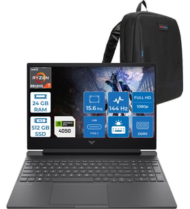 Hp Victus 15-FB3706NT Amd Ryzen 7 8845HS 24GB Ddr5 512GB SSD 6GB/RTX4050/75W 15.6" Fhd IPS 144Hz Freedos Taşınabilir Bilgisayar B9KM3EAF05 + Zettaçanta