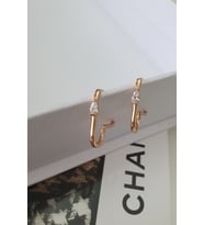TEK TAŞ OVAL KÜPE ( ALTIN KAPLAMA ) (Gold)