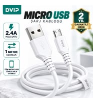 DVIP S01M 6A 67W Fast Charging UsbA to Micro Data ve Hızlı Şarj Kablosu 1M Beyaz