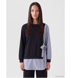 LC WAIKIKI Lacivert Çizgili Kadın Sweatshirt Tunik