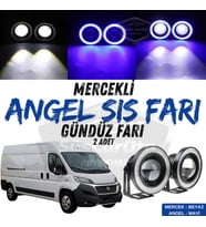 Fiat Ducato Uyumlu Üniversal Mercekli Angel Sis Farı Metal 76 mm Mavi Halkalı Gündüz Farı 2 Adet