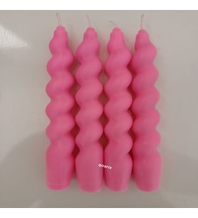 qosrix 4'lü Pudra Pembe Italyan Burgulu Şamdan Soya Mumu Doğal Kokulu Uzun Çubuk Konik Burgu Mum Spiral