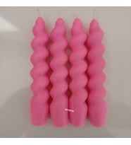 qosrix 4'lü Pudra Pembe Italyan Burgulu Şamdan Soya Mumu Doğal Kokulu Uzun Çubuk Konik Burgu Mum Spiral