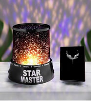 Yıldız Yansımalı Star Master Gece Lambası & Mikail Meleği Kolye Hediye Seti (Siyah)