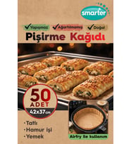 SMARTER 50 Adet Ağartılmamış Hazır Kesilmiş Pişirme Kağıdı Airfryer 42x37cm Yapışmaz