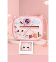 Kedi Temalı Anında Baskılı Çocuk Kamerası Print Kamera Çift Kamera, 2,0″
