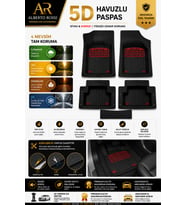 Renault Kangoo 1997-2007 Model Uyumlu Enerox KIRMIZI 5D Havuzlu Paspas Universal-Yumuşak Kaymaz Taban