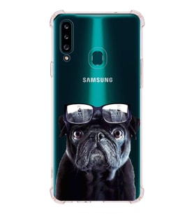 PrintiFy Samsung Galaxy A20S Uyumlu Köpek 3 Baskılı Şeffaf Köşe Korumalı Antişok Kılıf
