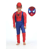 Spiderman kostümü kaslı çocuk Işıklı Maskeli Örümcek adam Kaslı kostümü maskeli parti kıyafeti (Çok Renkli)