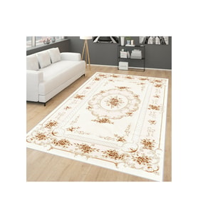 Rovigo Home Dijital Baskı Yıkanabilir Kaymaz Taban Salon Halısı RVG0637 (Krem)